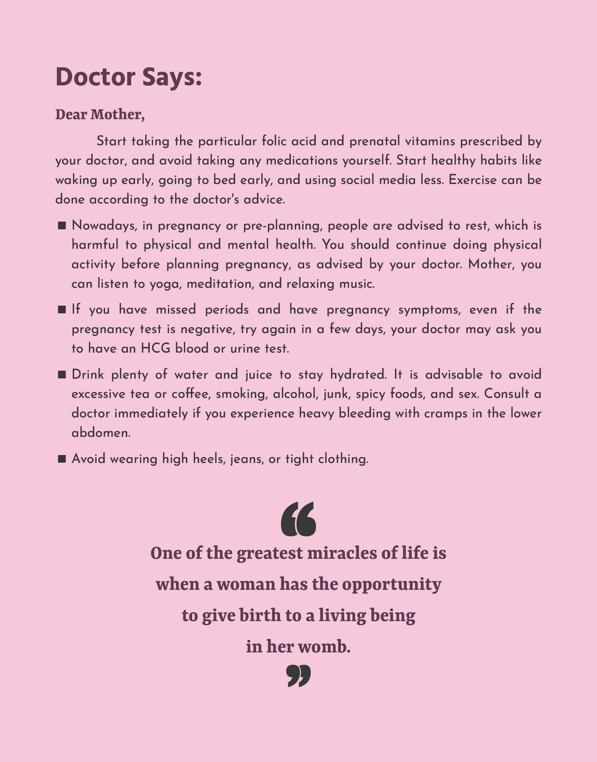 Advice From Doctor to Mother